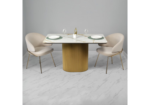 Стул-полукресло Emil кремовый с золотыми ножками