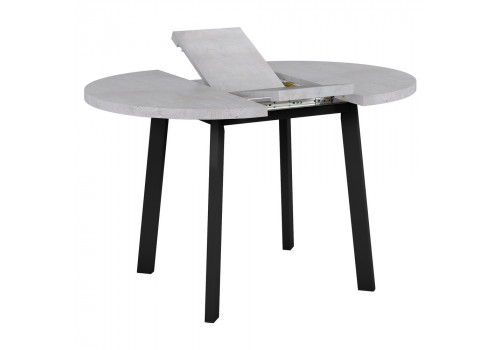 Стол Next круглый раскладной 90-120x90x76,5см, Бетон Лайт, чёрный