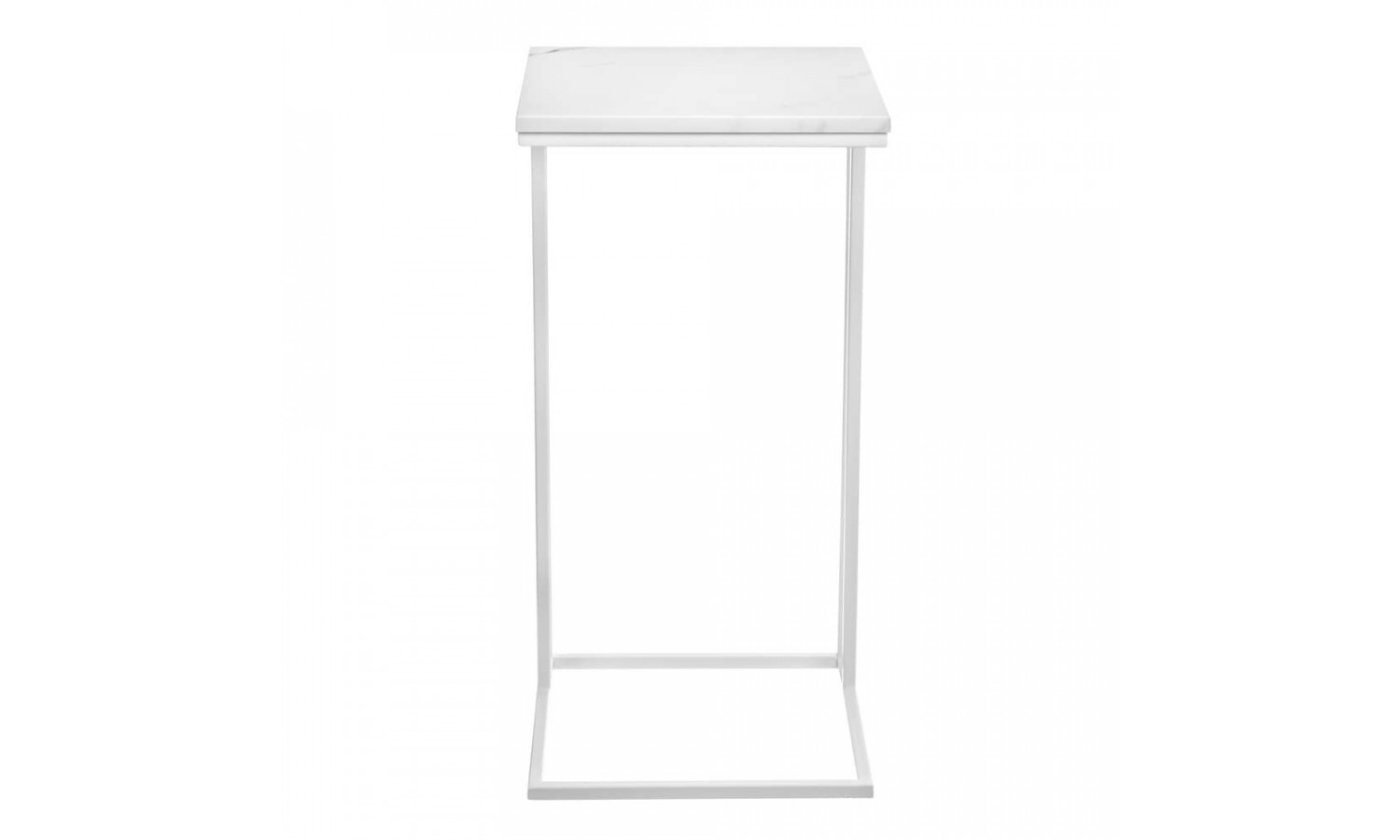 Придиванный столик Loft 35x35см, белый мрамор с белыми ножками