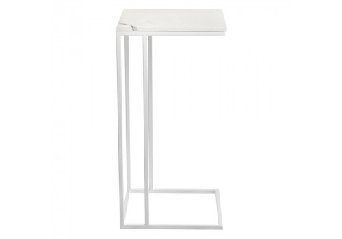 Придиванный столик Loft 35x35см, белый мрамор с белыми ножками
