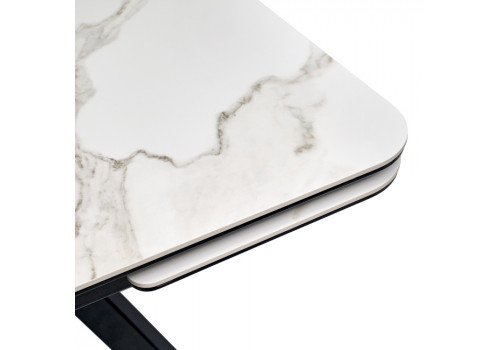 Стол Arthur раскладной 120-184x80x75см, керамогранит белый мрамор Greys White, чёрный