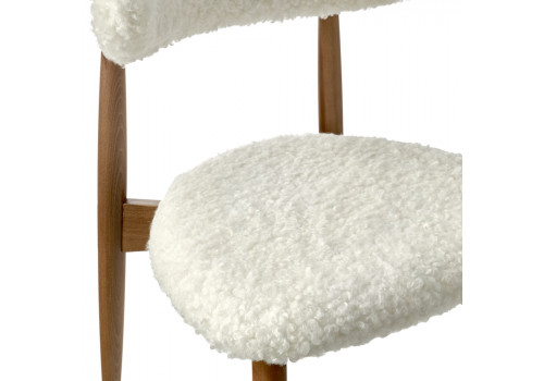 Стул Lucas белый искусственный мех с ножками цвета орех