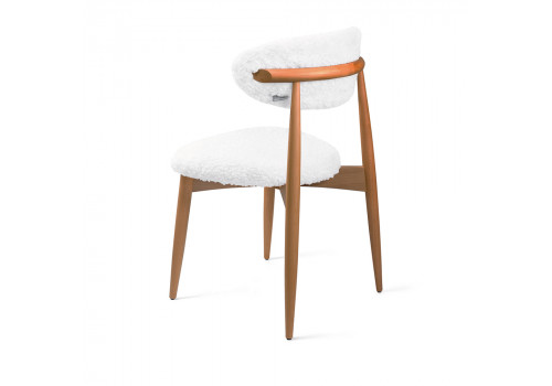 Стул Lucas белый искусственный мех с ножками цвета орех