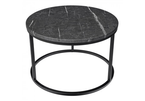 Набор кофейных столиков Tango орех и серый мрамор с чёрными ножками, 2шт