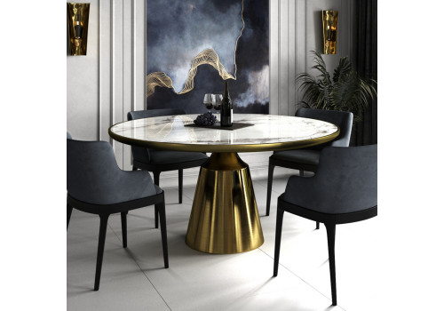 Стол Yoda диам.100см, керамогранит чёрный мрамор