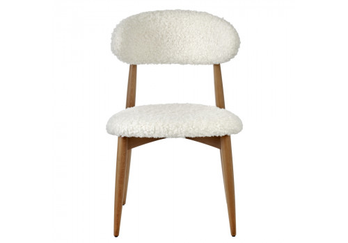 Стул Lucas белый искусственный мех с ножками цвета орех