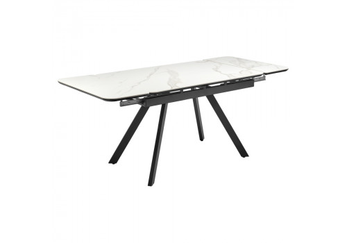 Стол Arthur раскладной 120-184x80x75см, керамогранит белый мрамор Greys White, чёрный