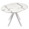 Стол Rudolf круглый раскладной 90-120x90x75см, белый мрамор, белый