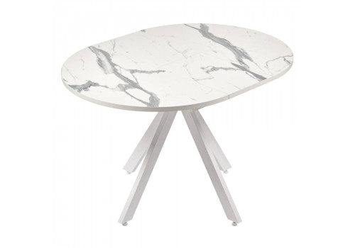 Стол Rudolf круглый раскладной 90-120x90x75см, белый мрамор, белый