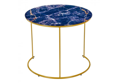 Набор кофейных столиков Tango темно-синий с ножками матовое золото, 2шт