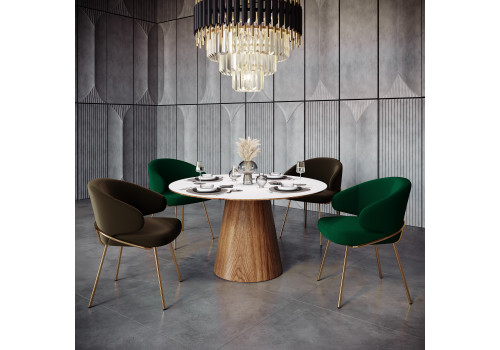 Стул-полукресло Emil серый с золотыми ножками