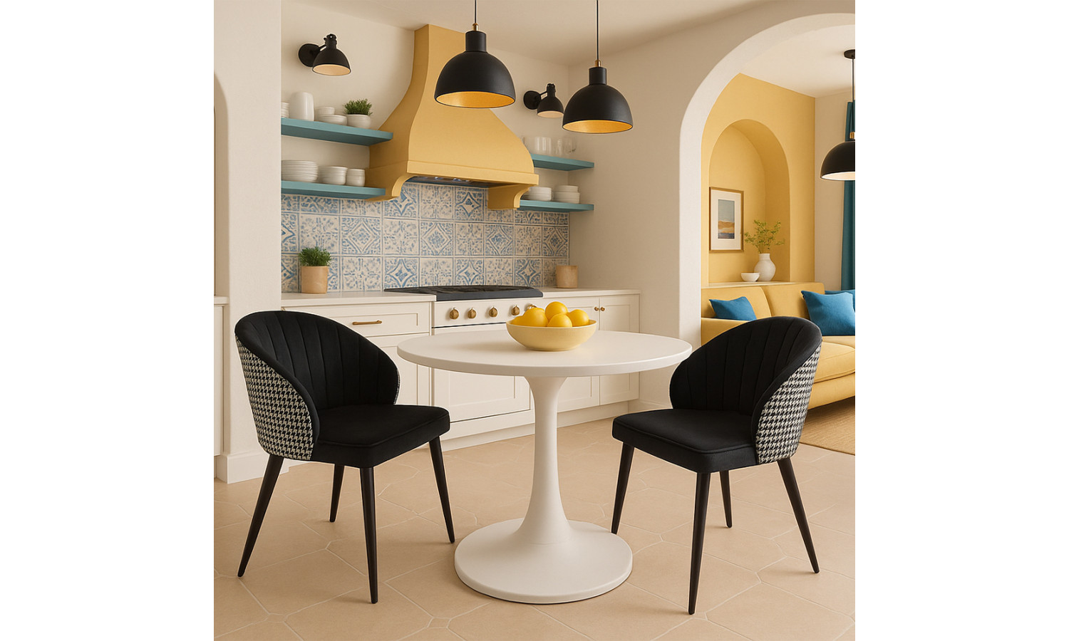 Стул Paola чёрный с жаккардом