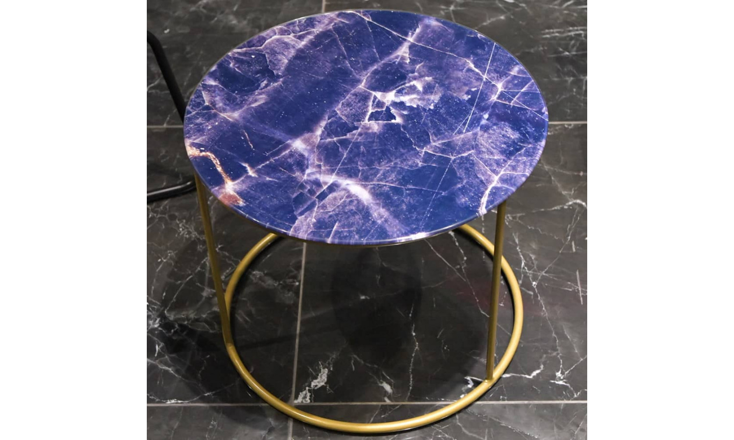 Набор кофейных столиков Tango темно-синий с ножками матовое золото, 2шт