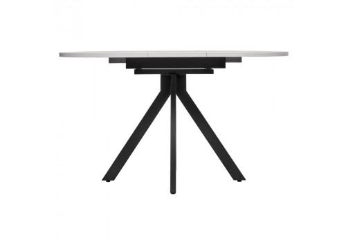 Стол Rudolf круглый раскладной 100-130x100x75см, белый мрамор, чёрный