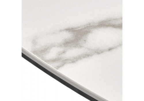 Стол Rudolf круглый раскладной 100-130x100x75см, светлый керамогранит, черный