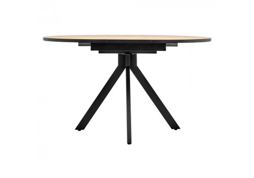 Стол Rudolf круглый раскладной 100-130x100x75см, Дуб Вотан, чёрный