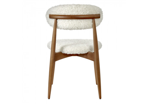 Стул Lucas белый искусственный мех с ножками цвета орех