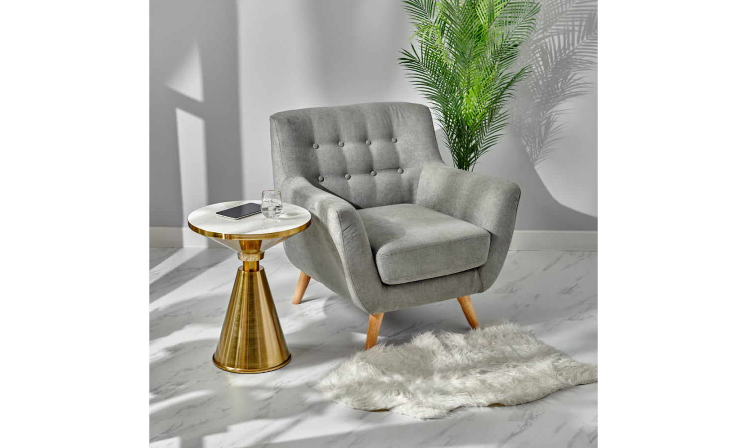 Кофейный столик Atlant диам.45см x 54см, золотой, металл, керамика