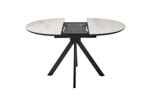 Стол Rudolf круглый раскладной 100-130x100x75см, светлый керамогранит, черный