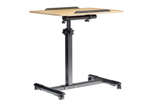 Стол многофункциональный на колёсах, 60x40 см, «РОЛЛИНГ»1 ножка, регул.высота, наклон столешницы, ограничит., мдф, металл, св.дерево, черный
