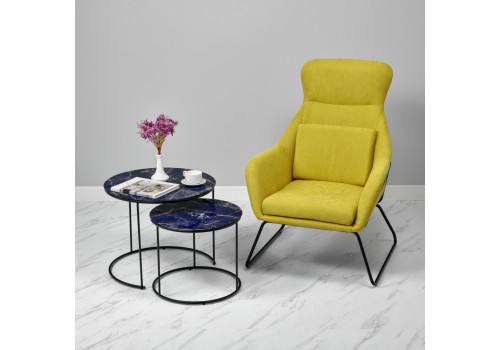 Набор кофейных столиков Tango темно-синий с чёрными ножками, 2шт