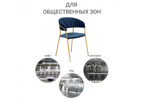 Стул Turin синий с золотыми ножками