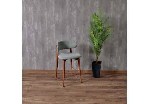 Стул полубарный Lucas светло-серый букле с ножками цвета орех