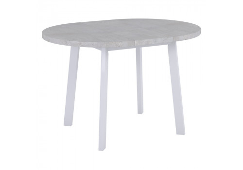 Стол Next круглый раскладной 90-120x90x76,5см, Бетон Лайт, белый