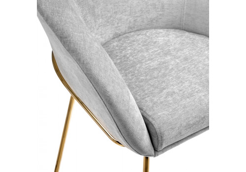 Стул-полукресло Martin серый шенилл с золотыми ножками