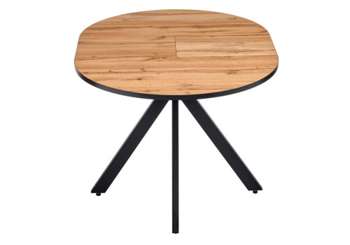 Стол Rudolf круглый раскладной 90-120x90x75см, Дуб Вотан, чёрный