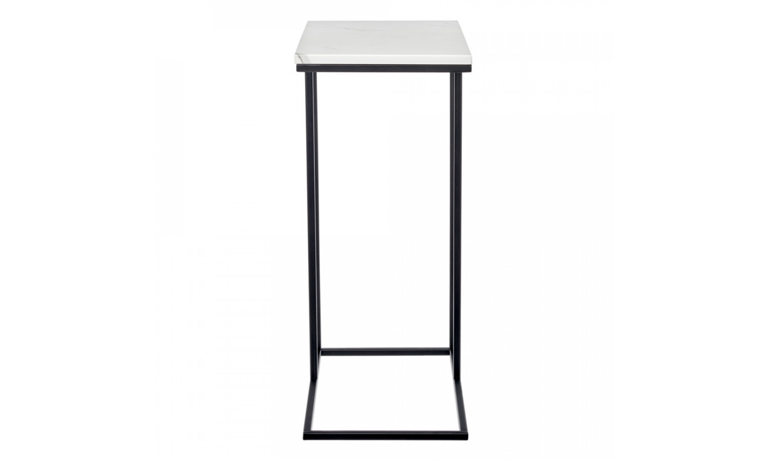 Придиванный столик Loft 50x30см, белый мрамор, чёрные ножки