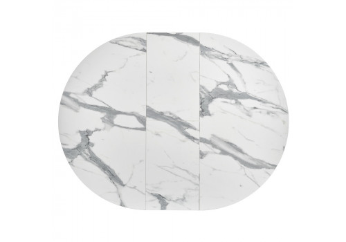 Стол Rudolf круглый раскладной 100-130x100x75см, белый мрамор, чёрный