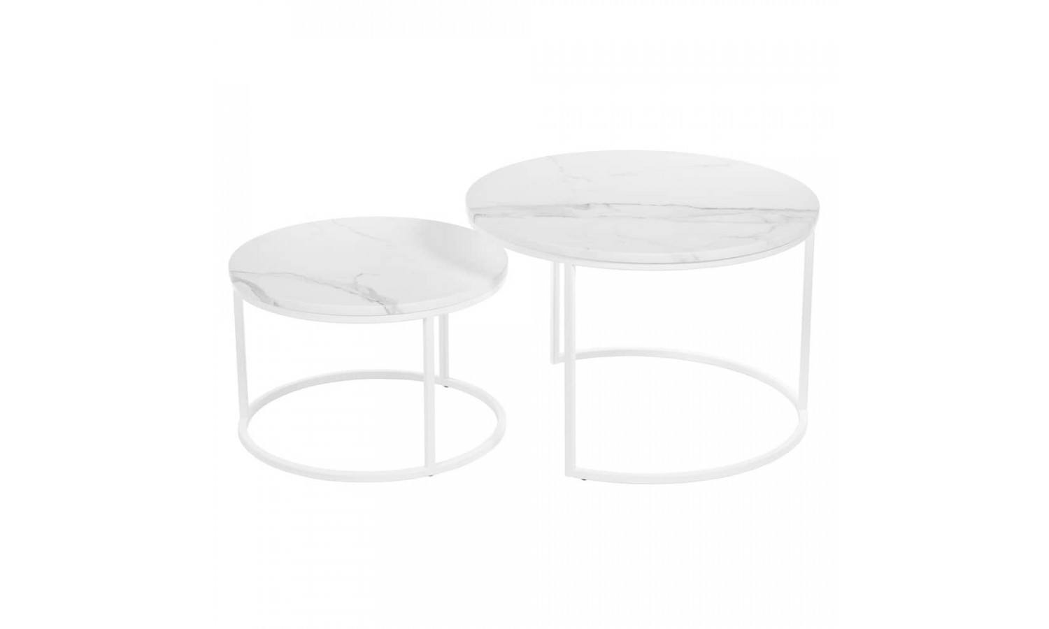 Набор кофейных столиков Tango белый мрамор с белыми ножками, 2шт
