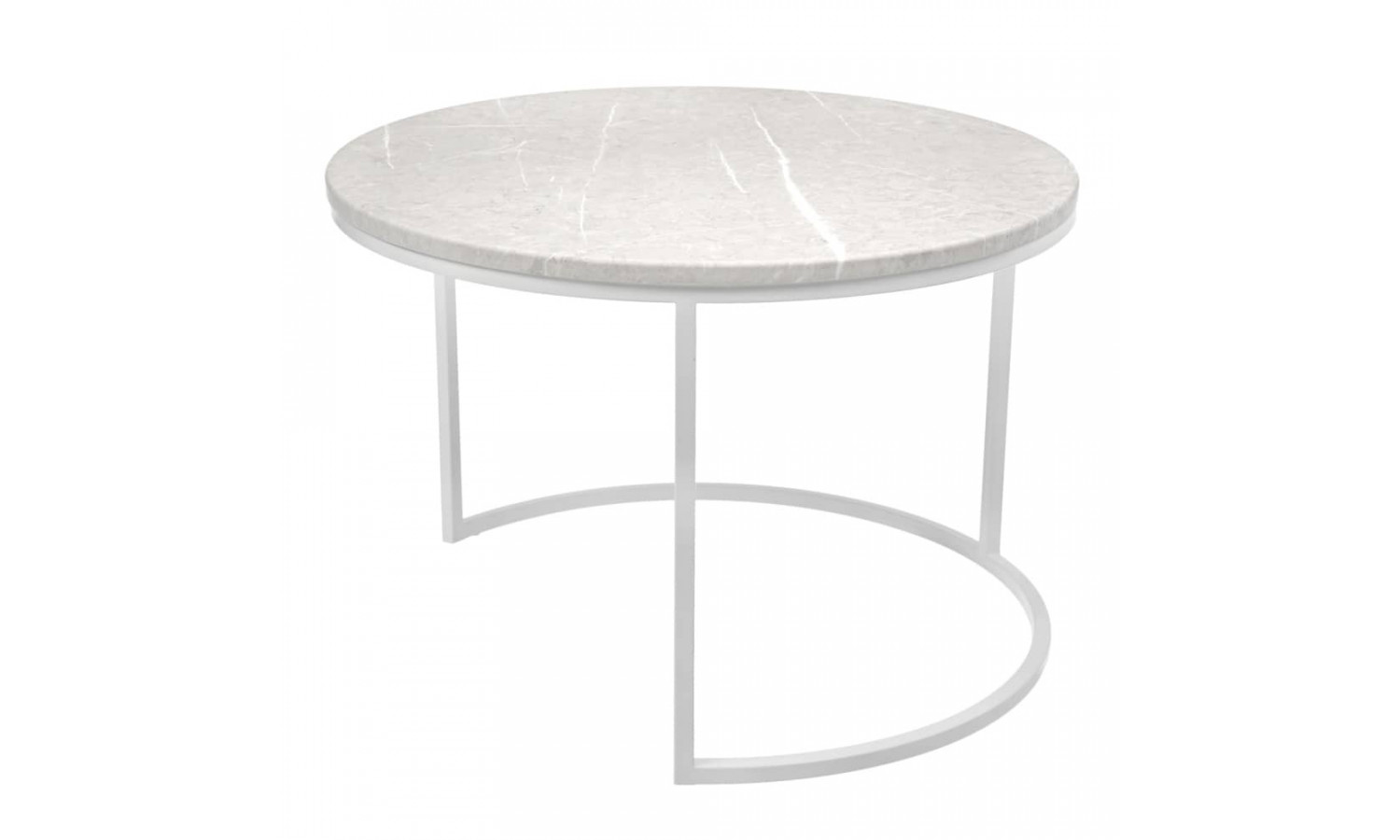 Набор кофейных столиков Tango бежевый мрамор с белыми ножками, 2шт