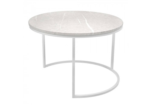 Набор кофейных столиков Tango бежевый мрамор с белыми ножками, 2шт