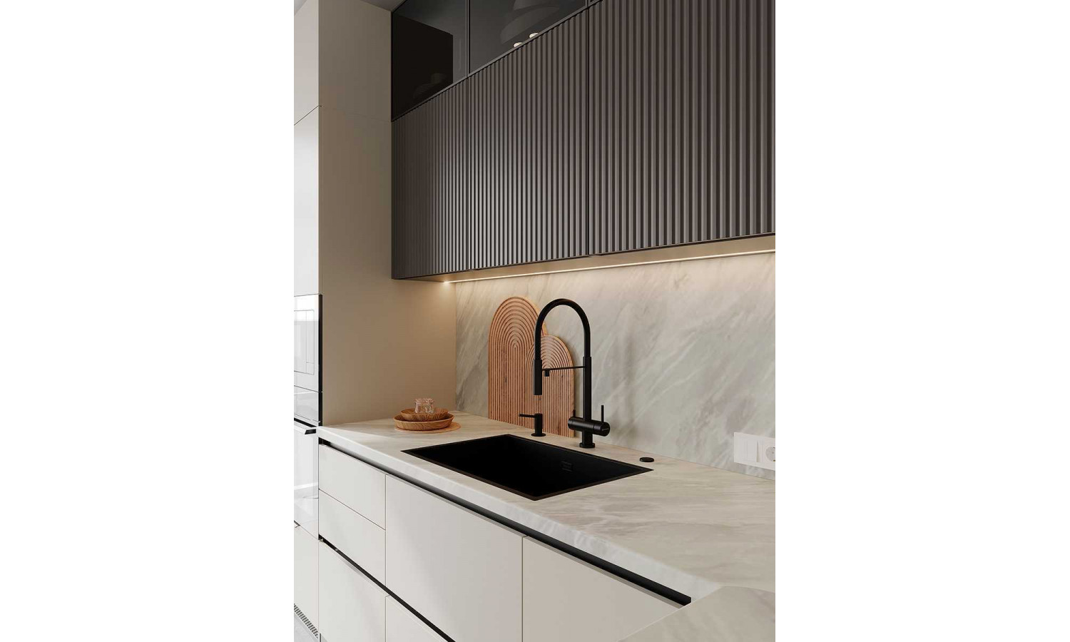 Кухня Flat & Velvet грей / белый снег