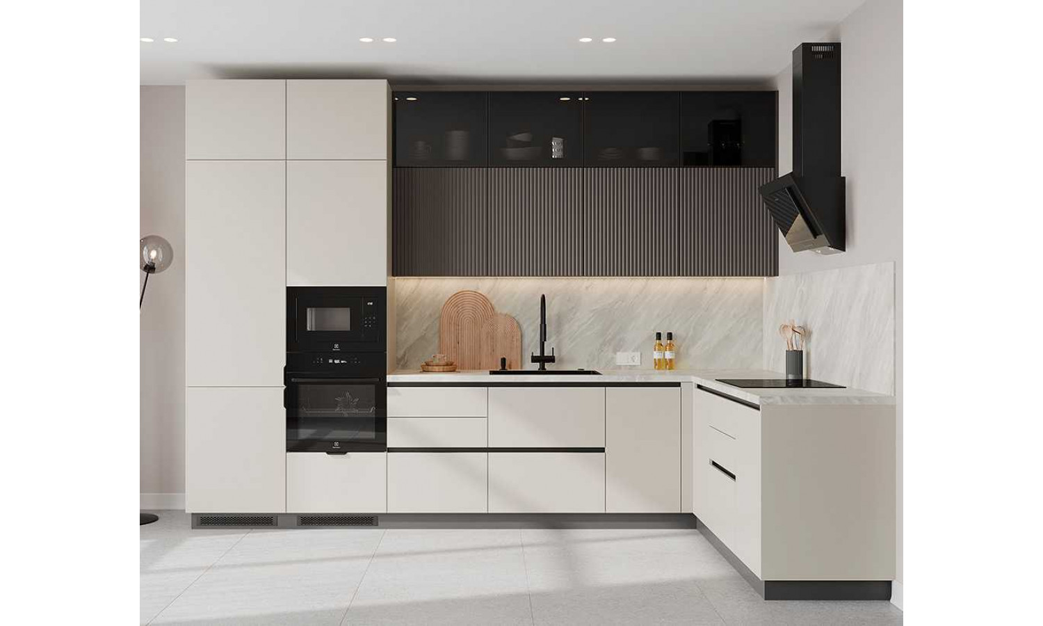 Кухня Flat & Velvet грей / белый снег