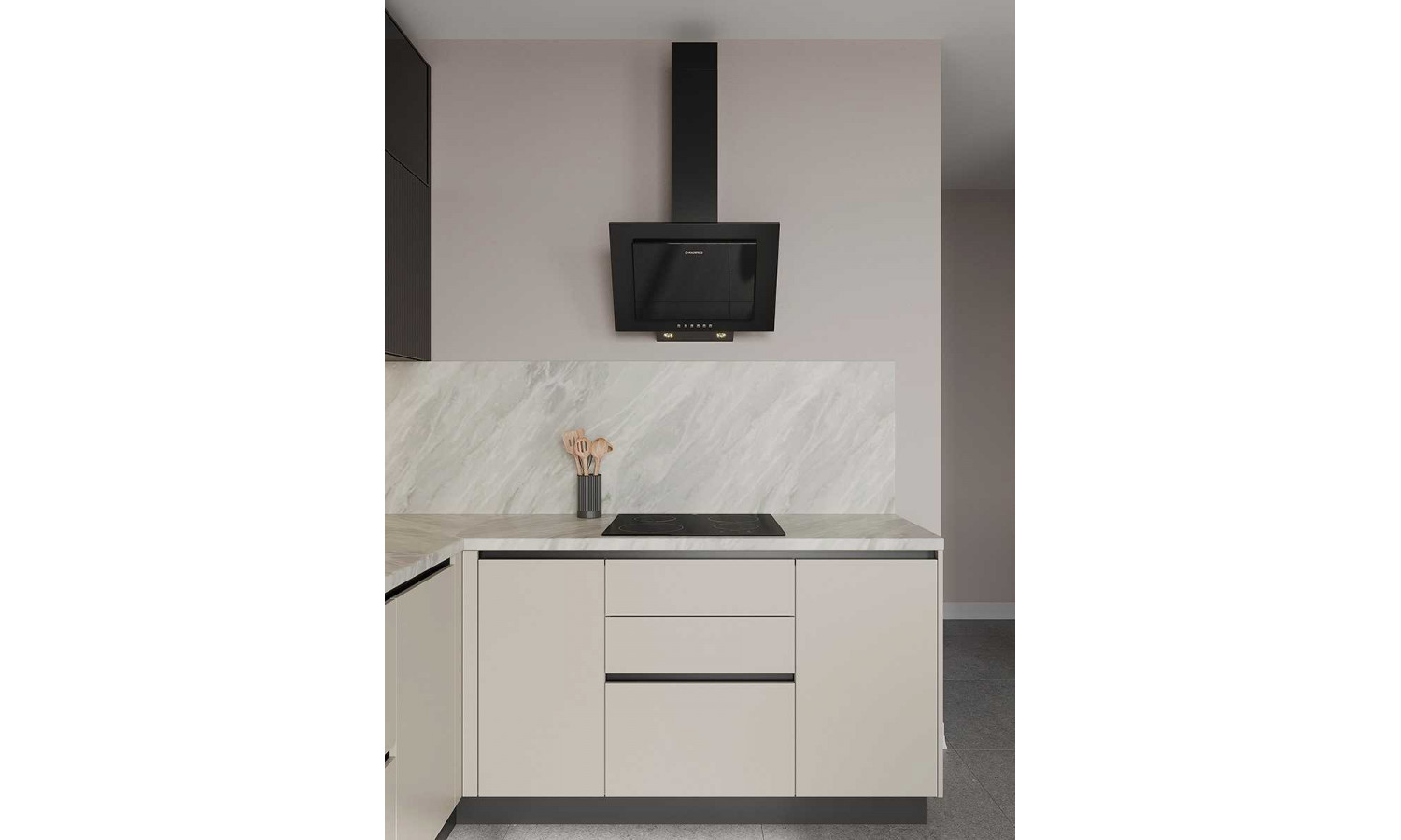 Кухня Flat & Velvet грей / белый снег