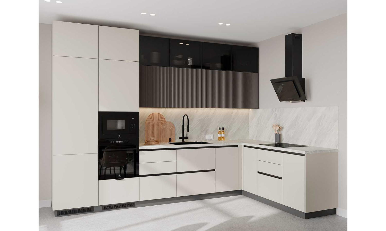 Кухня Flat & Velvet грей / белый снег