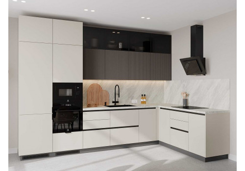 Кухня Flat & Velvet грей / белый снег