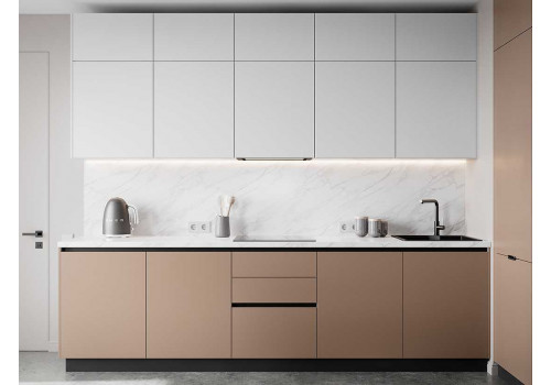 Кухня Flat & Velvet какао / белый снег