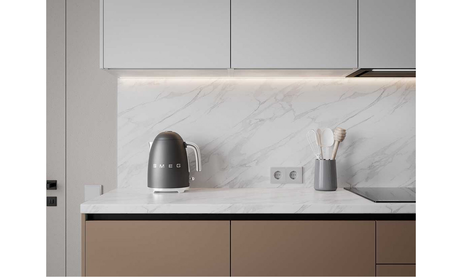 Кухня Flat & Velvet какао / белый снег