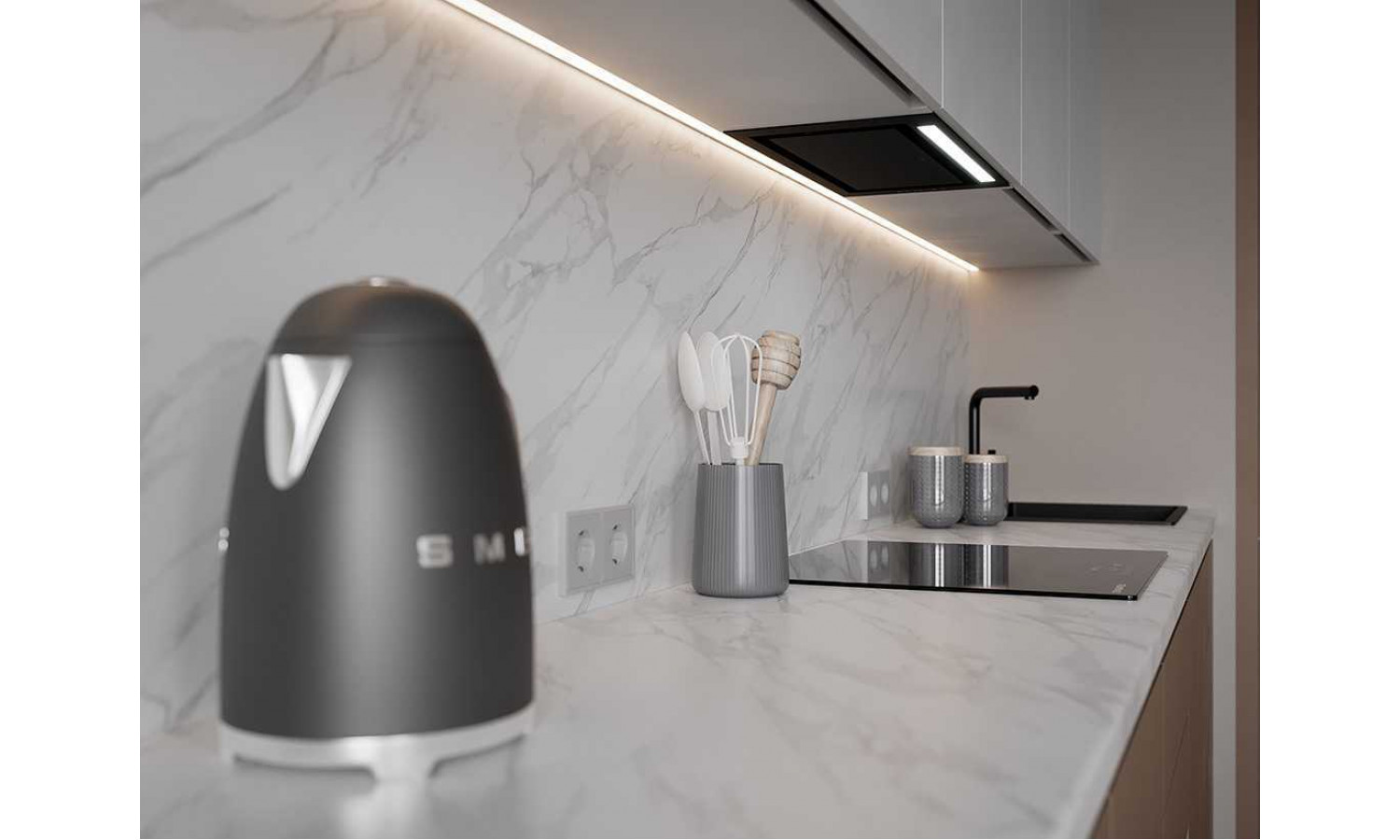 Кухня Flat & Velvet какао / белый снег