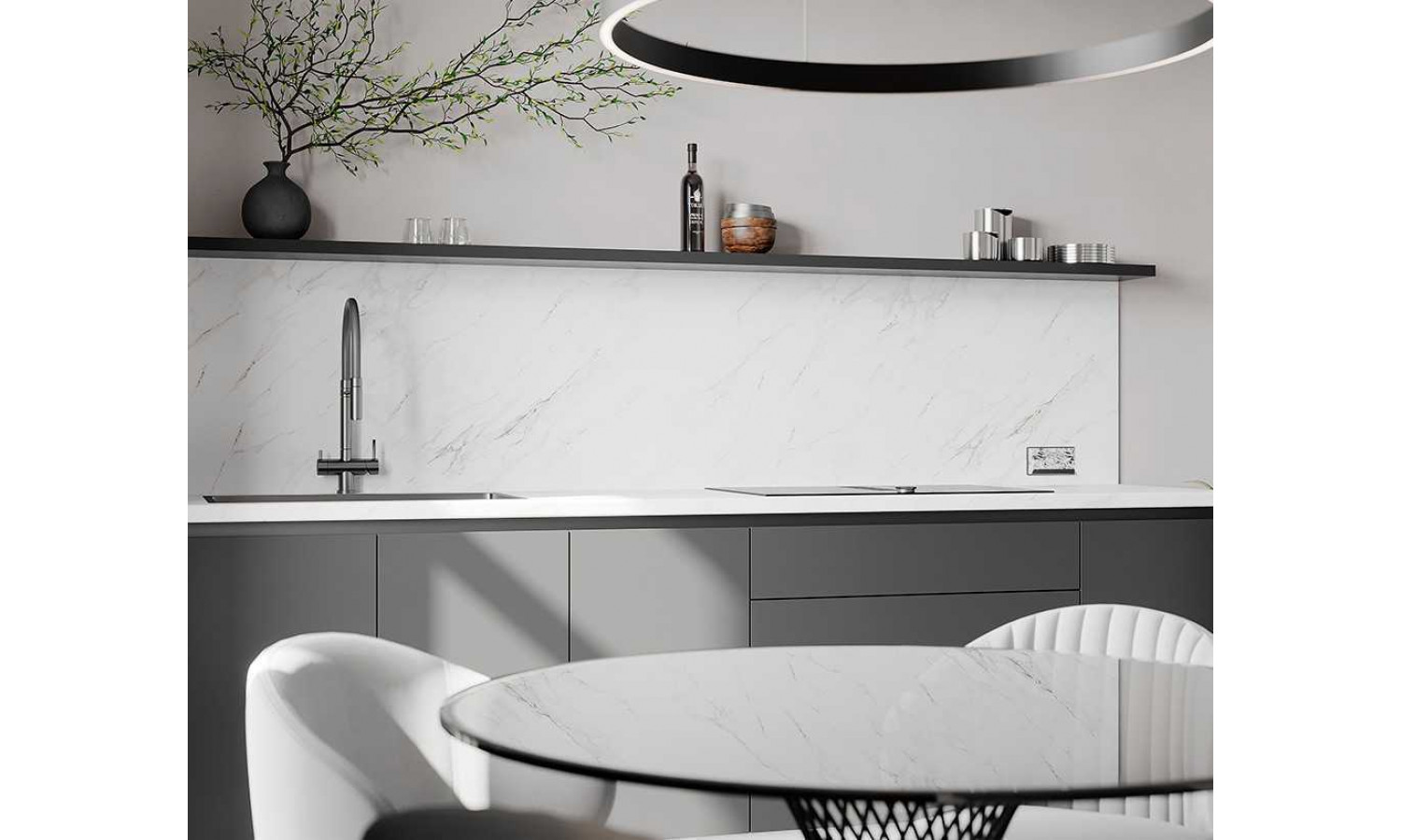 Кухня Flat & Velvet дарк грей / белый снег