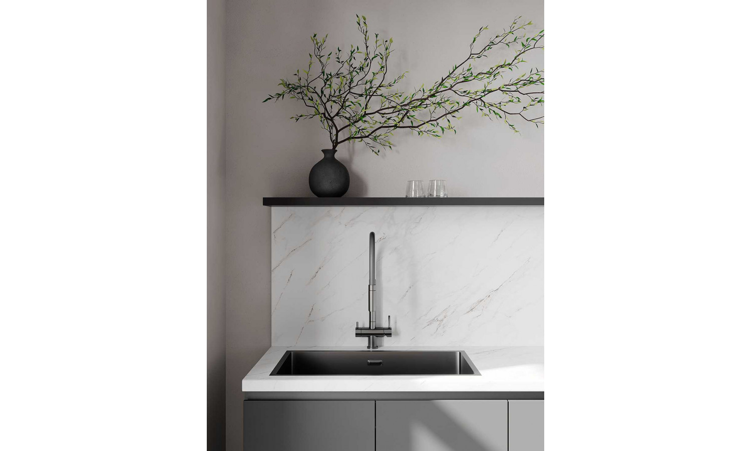 Кухня Flat & Velvet дарк грей / белый снег