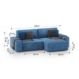 Диван Босс модульный двухместный с оттоманкой VELUTTO 054