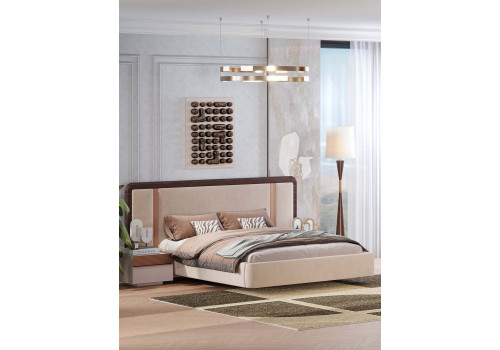 Кровать Виктория 160х200 Венге, Микро-букле бежевый