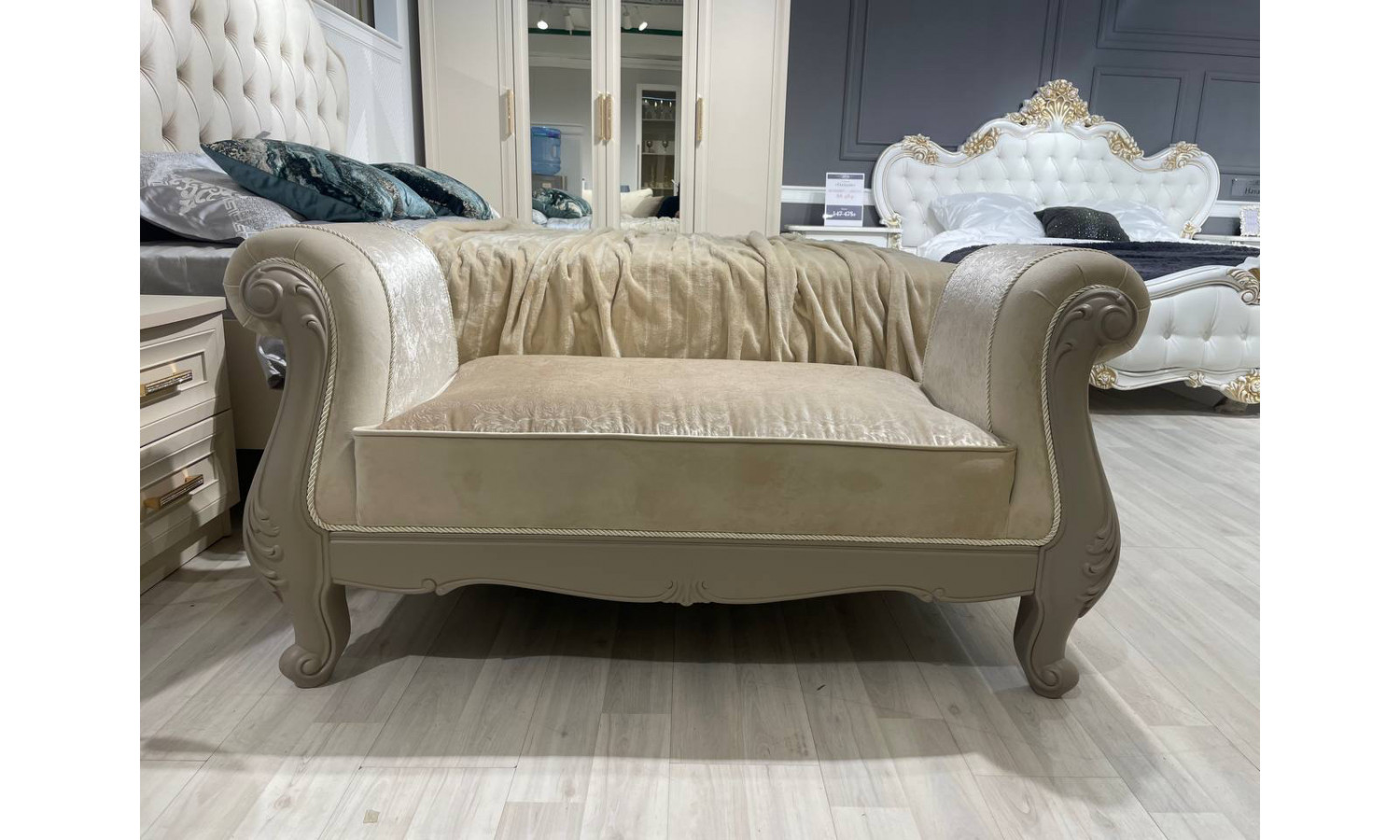 Оттоманка Мокко серый камень с 2 подлокотниками