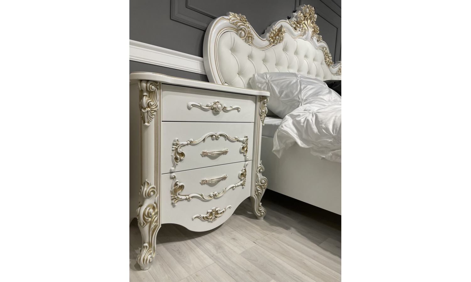 Кровать Натали + 2 тумбы прикроватные Флоренция белый глянец 