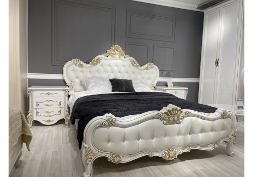 Кровать Натали + 2 тумбы прикроватные Флоренция белый глянец 